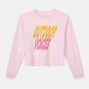 Outdoor voices oversized baby pink logo cropped crewneck